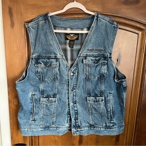 HARLEY DAVIDSON denim vest embroidered XXL